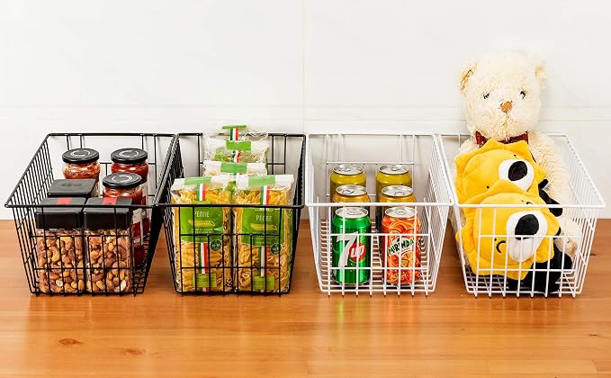 iPEGTOP Wire Storage Freezer Baskets, Set of 2 Large 15.4" Household Metal Organizer Storage Bins Basket for Kitchen Cabinets, Refrigerators, White - Image 5