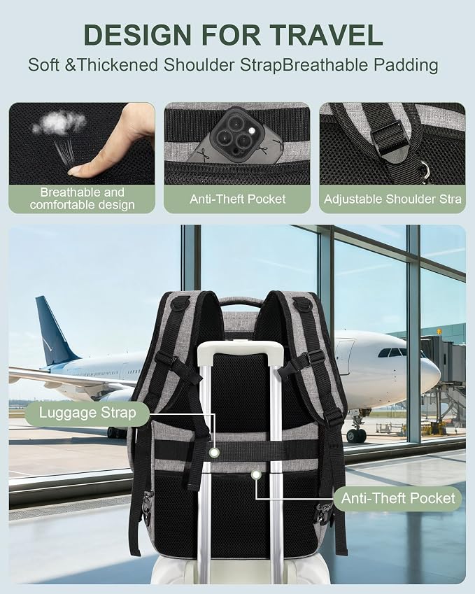 Travel Carry On 17.5" Laptop Expandable Backpack for Men Women, Personal Item Bag Waterproof Airline Approved with USB Charging Hole 3 Packing Cubes, Large Weekender Daypack Business Luggage Suitcase - Image 7
