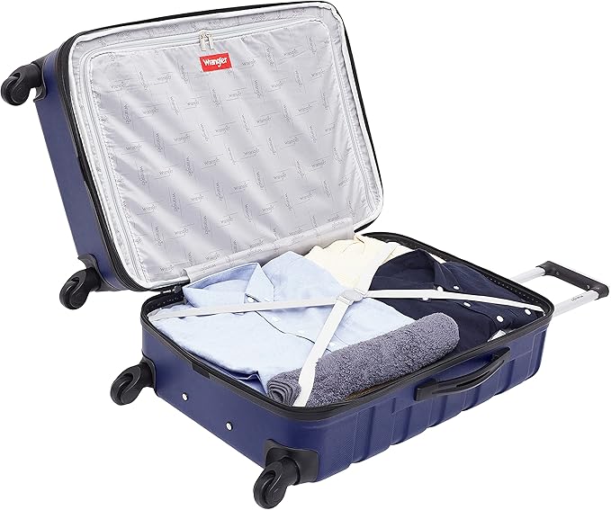Wrangler 4 Piece Miami Luggage and Packing Cubes Set, Blue - Image 3