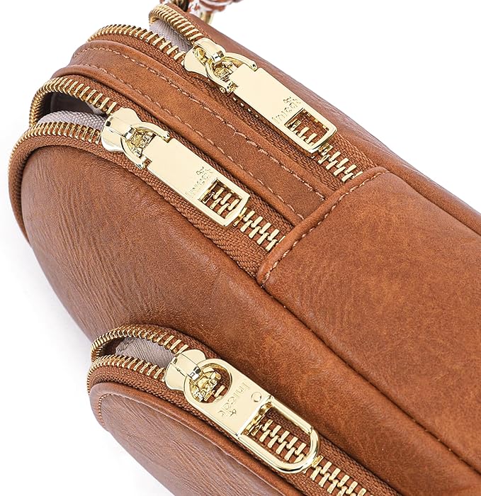 INICAT RFID Blocking Sling Bag,Anti Theft Crossbody Bags for Women,Travel Gifts Fanny Pack Cross Body Purses Woman Leather