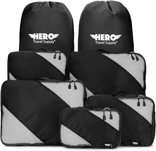 HERO Packing Cubes for Travel (Set of 5) Luggage Organizer with 2 Laundry Bags, Versatile Suitcase Organizer for Men & Women – Travel Accessories for Carry On, Airplane, Road Trip by HeroTravelSupply