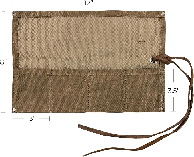 Hide & Drink, Waterproof Waxed Canvas Travel Watch Roll Organizer with 4 Slots, Easy Carry On Watchlover Storage, Handmade Travel Case, Fatigue - Image 4
