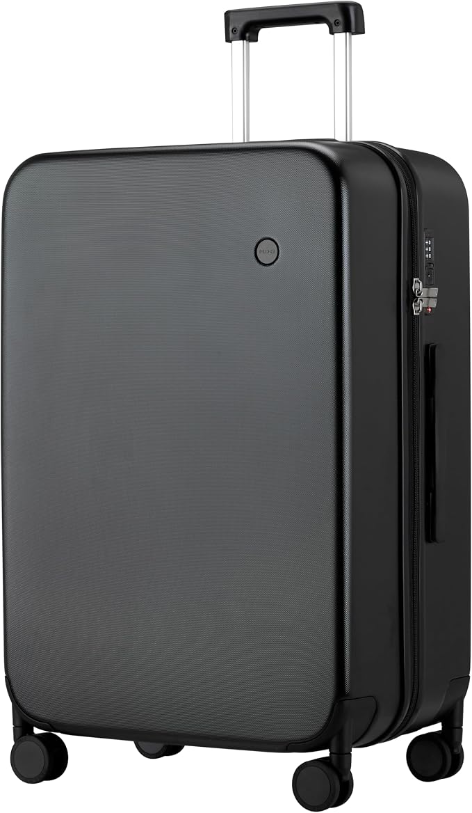 mixi Upgrade Luggage Suitcases with Spinner Wheels, Large Hardside Rolling Suitcase PC with TSA Lock Travel Case 26in Checked in, Fine Grid Black by MIXI