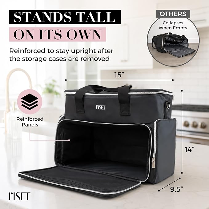 Nail Polish Organizer Case - Structured Spill-Proof Travel Bag with Reinforced Stitching, Strong Zippers, Removable Dividers - Extra Large Manicurist Storage Box in Luxury Gift-Ready Packaging - Black - Image 4
