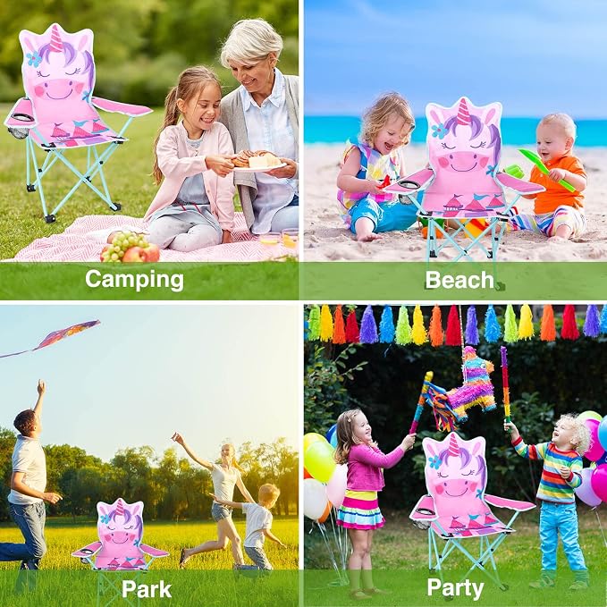 KABOER Kids Outdoor Folding Camping Chair with Cup Holder Carrying Bag | Portable Camping Chair for Beach Picnic Camping Travel Lawn Ages 3-10 - Image 6