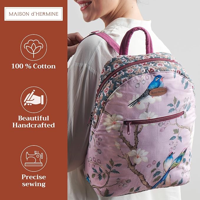Maison d' Hermine Backpack for Women Men Cotton Shoulder Multipurpose Rucksack with Small Pouch Lightweight Multi Pocket Bag for Travel Work Beach Perfect for Spring Summer (Osaka) - Image 2