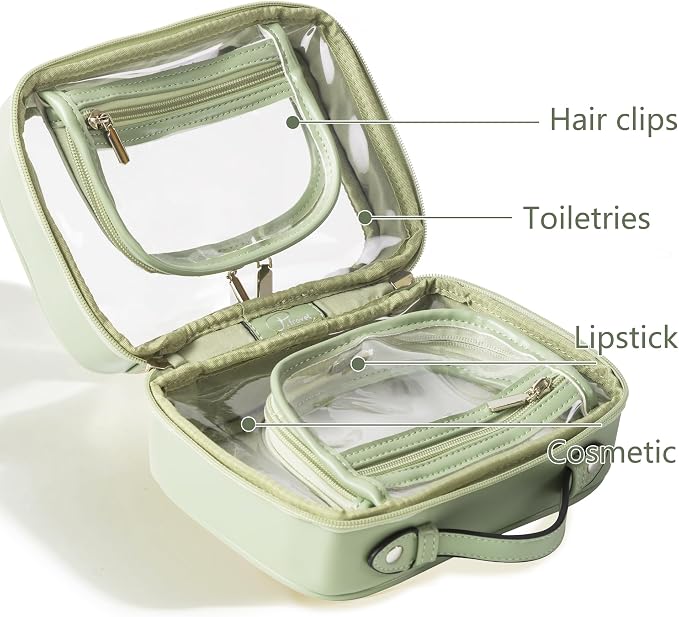 Veki Transparent Makeup Bag Travel Cosmetic Bags Case Waterproof Toiletries Bag Large Capacity Open Storage Bags Organizer With Zipper, Portable Make Up Organizer for Women and Girls - Image 2