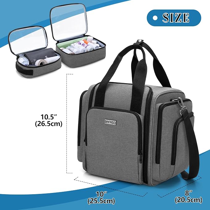 BAFASO Large Pill Bottle Organizer with 4 Inner Removable Pouches, Medicine Bag Come with Shoulder Strap (Bag ONLY),Gray - Image 7