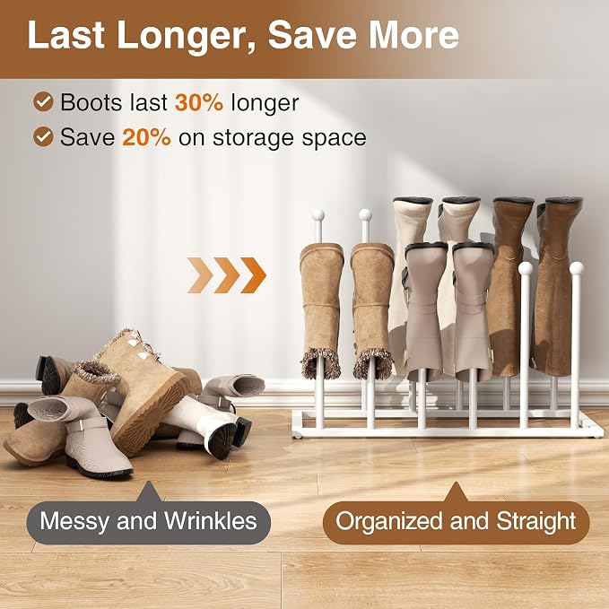 pickpiff Free Standing Shoe Racks - White Metal Boot Rack Organizer Tall Boots for Dorm Room, Closet, Entryway, Bedroom, Patio Outdoor, Hallway, White, Shoe Storage Fit for 6 Pairs - Image 4