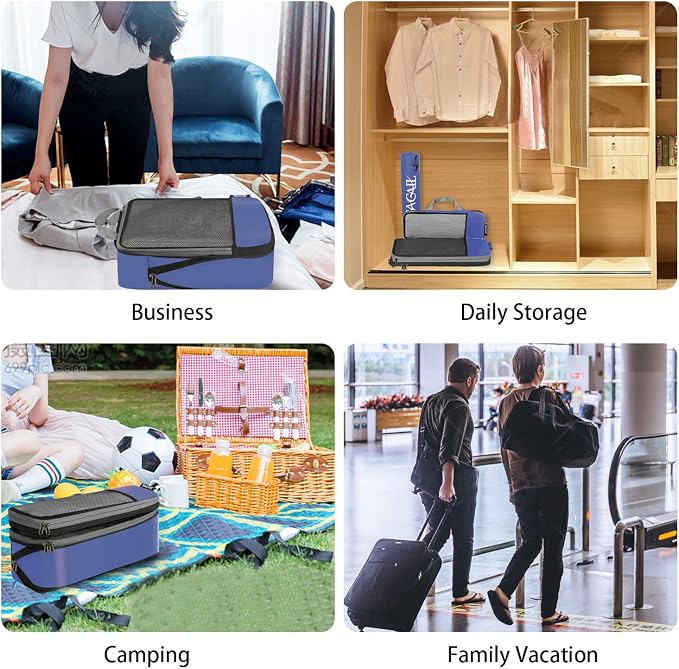 BAGAIL 4 Set/6 Set/8 Set Compression Packing Cubes Travel Accessories Expandable Packing Organizers (Half Mesh, 6-Navy) - Image 5