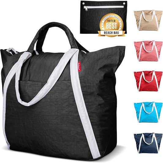 Bodysurf Beach Bag Waterproof Sandproof, Foldable Packable Travel Zip Tote by Bodysurf
