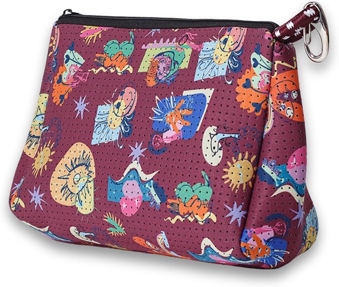 POPUPS Large Makeup Bag with Zipper - Waterproof Neoprene Cosmetic Bag 7.7 x 10.75 x 5 inches by POPUPSBrand