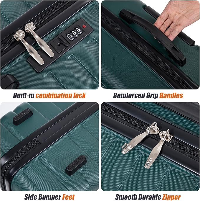 Cosbarn Luggage Sets 5 Piece Suitcases with Wheels, Suitcase Set ABS Hard Case Luggage with Lock Spinner Wheels Durable Travel Luggage - Image 2