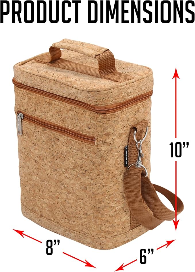Primeware 6 Pack Bottle Beer Bag Extra Thick Insulation Keeps Drinks Cold Multi-Use for Water, Beer, Coffee or Any Other Beverage, BYOB & Barbecues (Cork) - Image 2