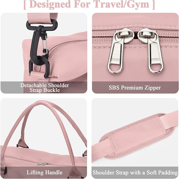 Travel Duffel Bag with Shoes Compartment,Weekender Bags for Women Travel | Overnight Carry-On Bag with Toiletry Bag, For Spirit Airlines 18x14x8 Personal Item Bag - Image 7