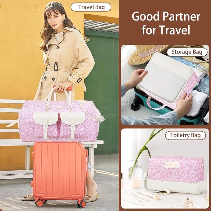Garment Duffel Bag for Travel - ITIEZY Convertible Carry on Garment Duffel Travel Bag for Women Men Large Weekender Bag with Shoes Pouch 2 in 1 Hanging Suit Travel Duffel Bag 3pcs Set - Image 2
