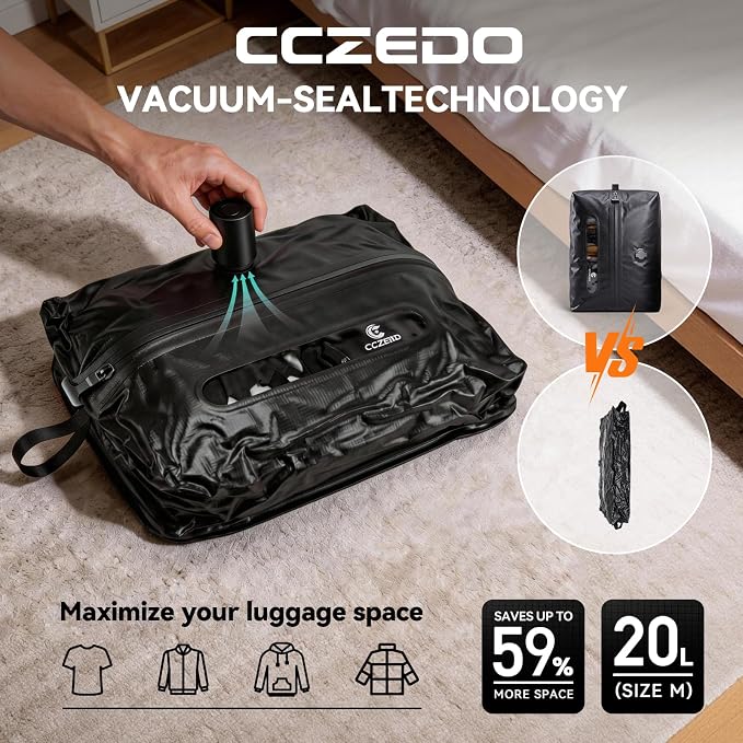Compression Packing Cubes for Travel with Electric Pump, Vacuum Travel Organizer Set for Carry-On Luggage, Shoe Bag & Toiletry Bag, 5-Piece - Image 4