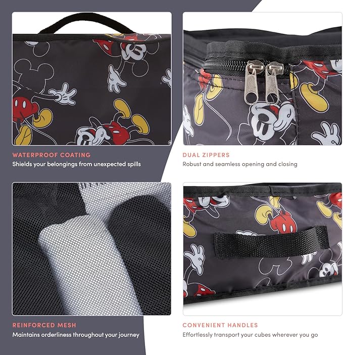 Disney Minnie Mickey Stitch Packing Cubes - Winnie the Pooh, Princess Cinderella, Cars, Toy Story 5 Piece Packing Cubes Compression - Travel Essential - Luggage Suitcase Organizer Set - Image 3