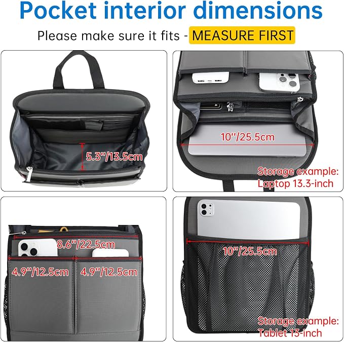 Large Premium Wider Rugged Backpack Organizer Insert for Men Women Work Travel -19 Pockets, Padded Nylon-Black - Image 7