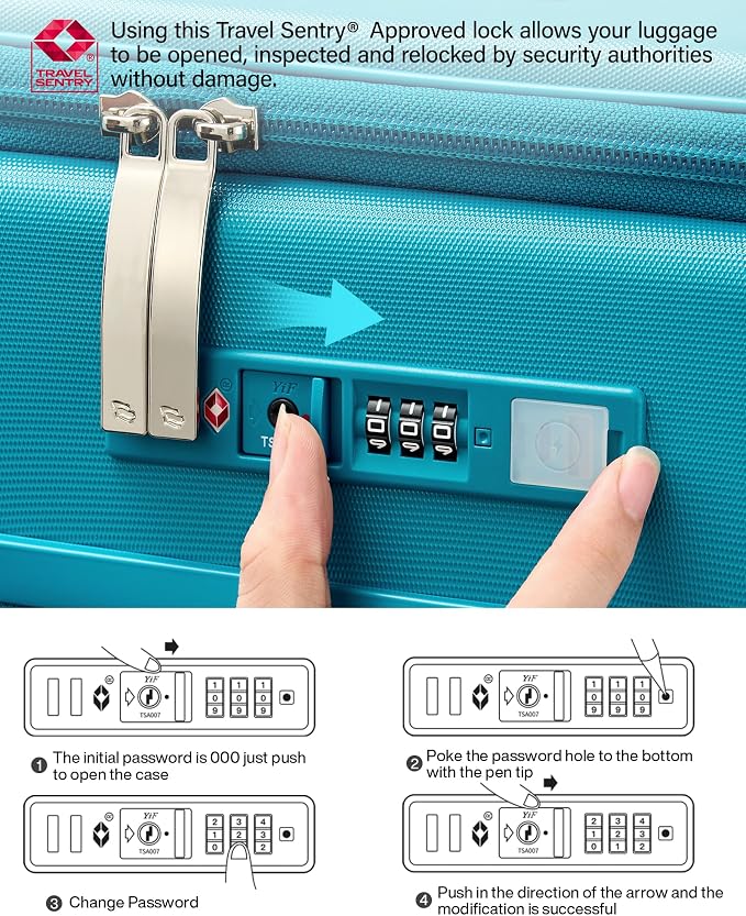 Hanke 20 Inch Expandable Carry On Luggage with Cup Holder 22x14x9 Airline Approved, Top Opening Hard Shell Suitcases with Wheels, Carry-On Travel Suitcase Trunk Luggage with Lock, Caribbean Blue - Image 9