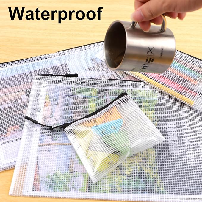 25pcs Multisize Mesh Zipper Pouch Bags, Waterproof Zipper Bag, 8 Sizes Waterproof Plastic Document Pouch, Bags for Travel Storage, Office Supply and Home Organize - Image 5