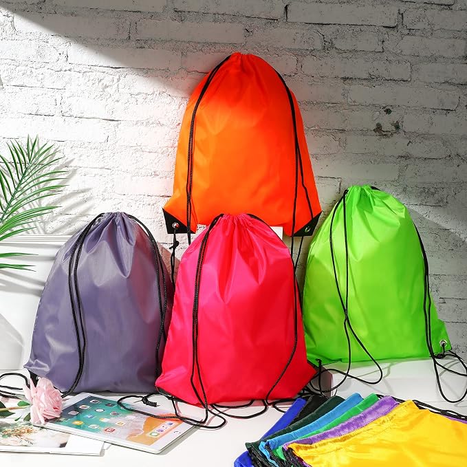 Shappy Drawstring Backpack Bulk Sports Gym Cinch Bag Polyester String Bag for Men Women(10 Colors,100 Pcs) - Image 5