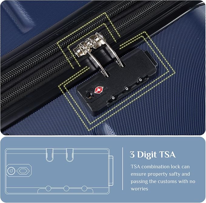 OLIXIS 28 Inch Luggage, Hardside Checked Suitcase with Spinner Wheels, Lightweight ABS Hard Shell Travel Luggage, TSA Approved Lock, Expandable Large Suitcase for Business & Travel–Blue - Image 4
