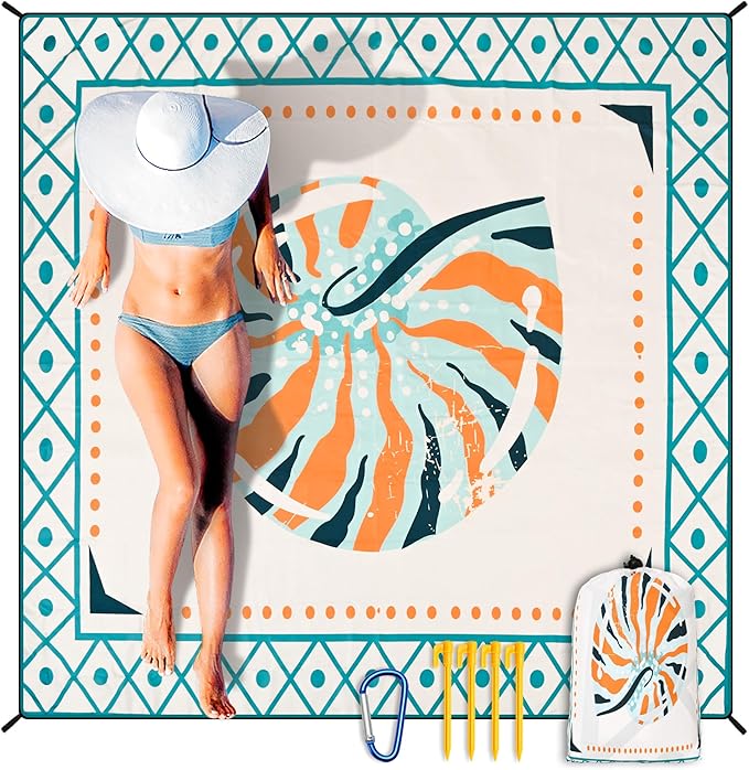 HIHOHO Beach Blanket Waterproof Sandproof Extra Large Beach Mat 79" X 83"/120"x108"for 1-8 Adults Quick Drying Durable Outdoor Picnic Mat for Beach Travel Camping Hiking by HIHOHO