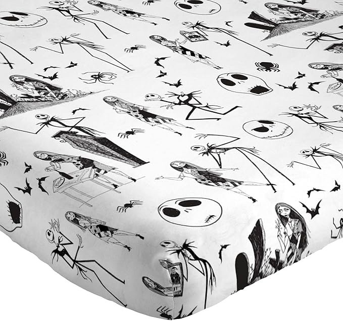 Jay Franco Kids Sheet Set with Fitted, Flat Sheets & Pillow Cover - Ultra-Soft Bedding with Pillowcase for Room Decor, White - Nightmare Before Christmas, 4 Piece Queen - Image 6