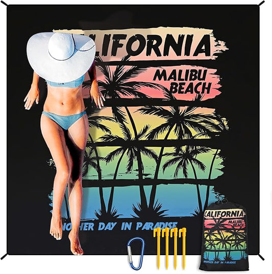 HIHOHO Beach Blanket Waterproof Sandproof Extra Large Beach Mat 79" X 83"/120"x108"for 1-8 Adults Quick Drying Durable Outdoor Picnic Mat for Beach Travel Camping Hiking by HIHOHO