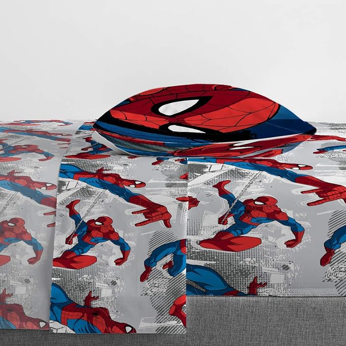 Marvel Spiderman Twin Comforter Set 4 Piece Kids Bedding for Boys, Multi | Bed in a Bag, Comforter Sheets Pillowcase, Official Product, Soft Microfiber, Machine Washable, Easy Care, Boys Gift - Image 4