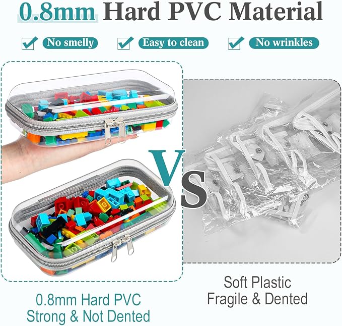 Sanwuta 6 Pcs Clear Hard Zipper Case Plastic Zipper Pouches Transparent Makeup Bag Pencil Case Pouches Toiletry Diaper Bag for Travel Toy Storage Organizer Bins(Gray,7.48 x 3.94 x 2 Inch) - Image 4
