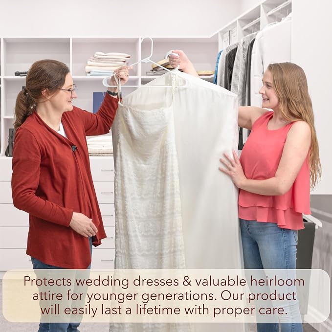 Luxury Cotton Garment Storage Bag, 24x40 Inch, Breathable Washable Reusable, for Hanging Clothes Short Dresses Jackets Suits, Fits 3 Hangers, Zipper Window (1, 24x40x3) - Image 6