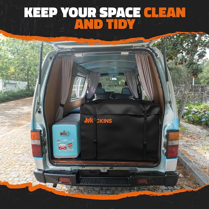 Mockins 30 CuFt Square Weatherproof Trailer Hitch Cargo Carrier Bag | 40"x40"x32" 500D PVC Cargo Bag for Hitch Carrier | Versatile Waterproof Truck Bed Storage Set w/ Buckle Straps, Lock & Case - Image 6