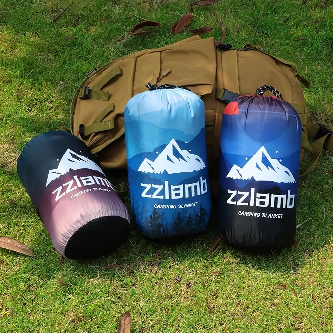 zzlamb Puffy Down Camping Blanket Water-Repellent, Down Throw Travel Blanket Portable for Outdoor, Light Warm Quilt for Couch Plane Car Theater Stadium Picnic RV Backpacking Hammock - Image 4