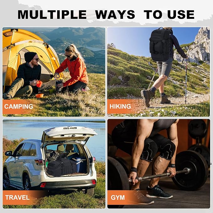 3-in-1 Tactical Gym Duffel Backpack, Travel Sports Bag for Overnight | Works as a range bag or motorcycle backpack, ideal for gym, travel, camping, hunting, and gear organization - Image 8