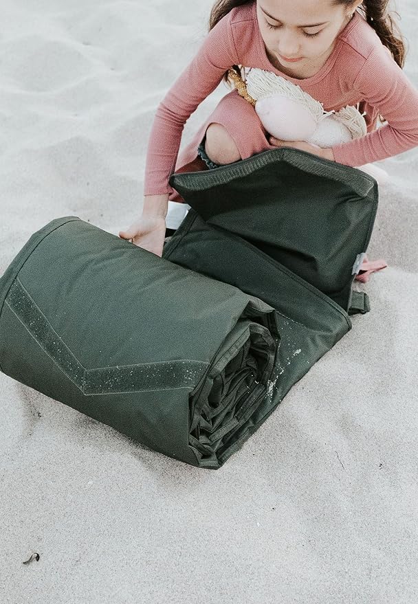 Little Unicorn 5'x10' XL Outdoor Family Picnic & Beach Blanket | Durable & Water-Resistant Fabric | Compact Fold & Easily Wipes Clean | Zipper Pocket (Tropical Leaf) - Image 6