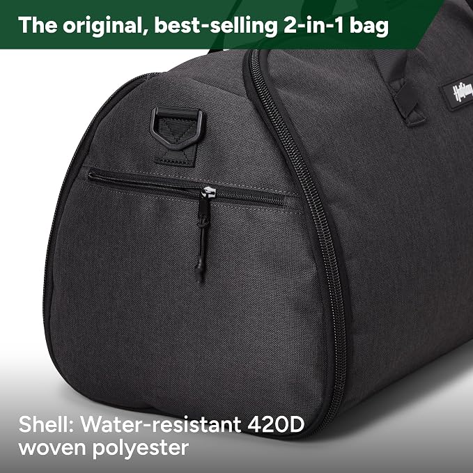 Halfday Convertible 2-in-1 Garment Duffel Weekender Bag 45L: Wrinkle-Free Travel (Hanging Suit Compartment, Shoe Pockets, Trolley Sleeve), Durable & Water-Resistant Carry-on, Shadow - Image 5