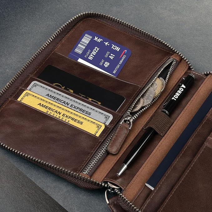 TORRO Travel Wallet – Genuine Leather Travel Organiser with Passport Holder and Detachable Cardholder - Image 6