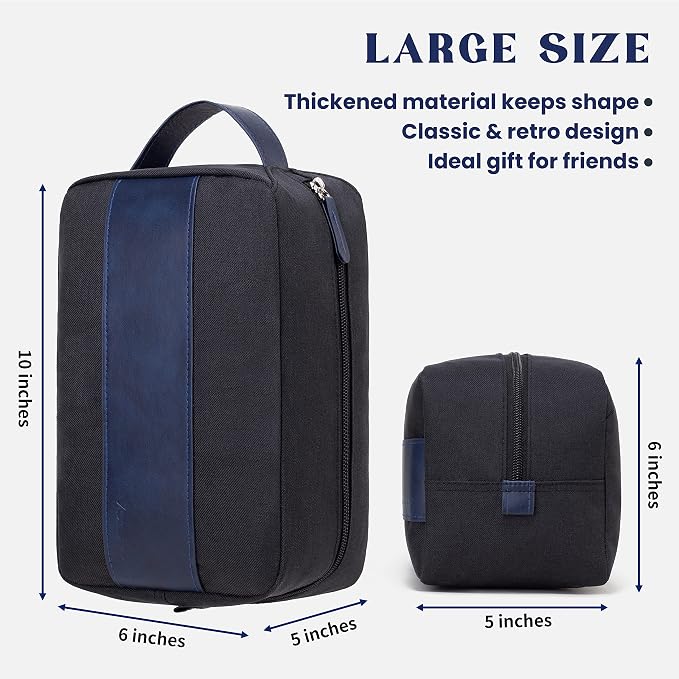 Vorspack Toiletry Bag for Men - Water Resistant Travel Bag for Toiletries, Lightweight Hygiene Bag for Bathroom, Travel Essentials, Gifts - Black&Blue - Image 2