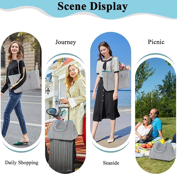 QOGiR Neoprene Multipurpose Beach Bag Tote with Inner Zipper Pocket … … … … - Image 7