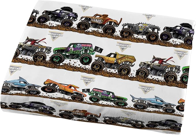 Jay Franco Kids Sheet Set with Fitted, Flat Sheets & Pillow Cover - Ultra-Soft Bedding with Pillowcase for Room Decor, Multi - Monster Jam, 3 Piece Twin - Image 6