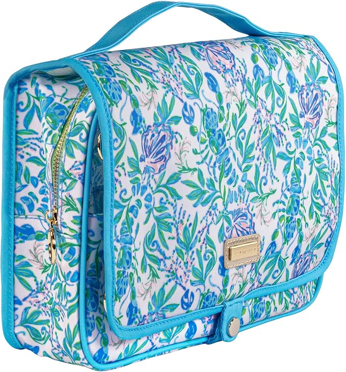 Lilly Pulitzer Travel Toiletry Bag with Handle, Pockets, and Zipper, Hanging Travel Organizer for Makeup and Toiletries, Just a Pinch by Unknown