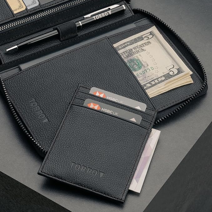 TORRO Travel Wallet – Genuine Leather Travel Organiser with Passport Holder and Detachable Cardholder - Image 5