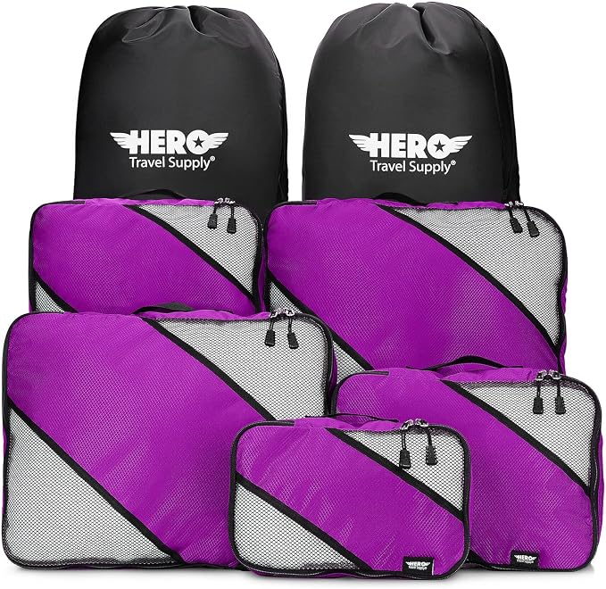 HERO Packing Cubes for Travel (Set of 5) Luggage Organizer with 2 Laundry Bags, Versatile Suitcase Organizer for Men & Women – Travel Accessories for Carry On, Airplane, Road Trip by HeroTravelSupply
