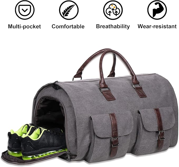 seyfocnia Convertible Travel Garment Bag,Carry on Garment Duffel Bag for Men Women - 2 in 1 Hanging Suitcase Suit Business Travel Bag - Image 6
