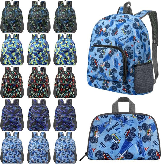 LEIFIDE 15 Pcs Backpack in Bulk 17 Inch Lightweight Foldable Student School Outdoor Travel Book Bag Assorted Colors by LEIFIDE