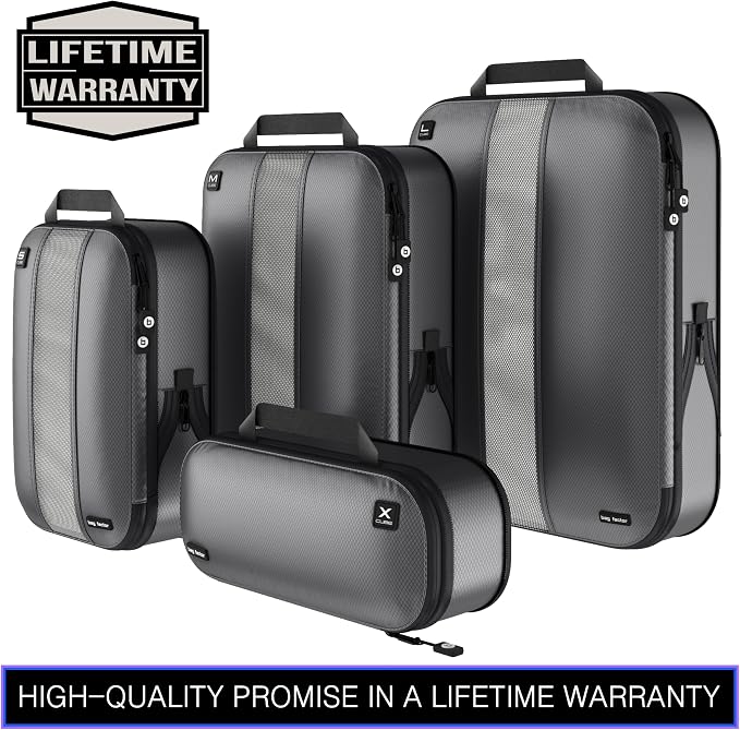 Premium Ultralight Compression Packing Cubes for Travel - Bag Factor Luggage Organizer Set (Grey - 5 Set) - Image 5