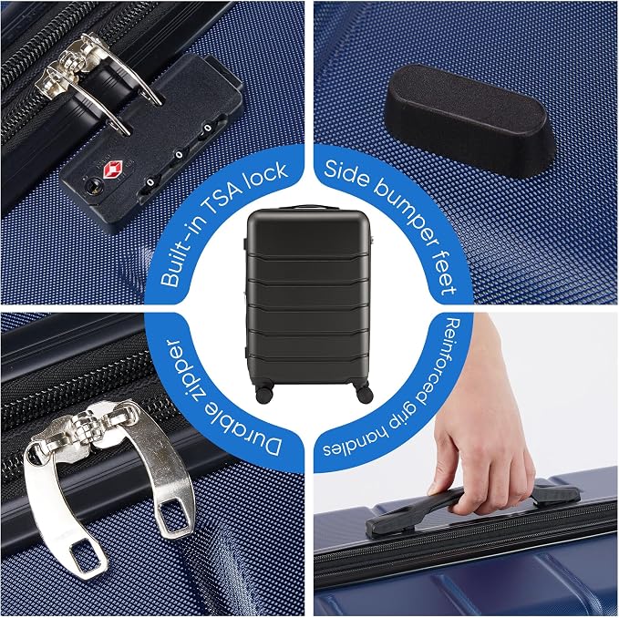 OLIXIS 24 Inch Luggage, Hardside Suitcase with Spinner Wheels, Lightweight ABS Hard Shell Checked Luggage, TSA Approved Lock, Expandable Medium Suitcase for Travel & Business–Blue - Image 7