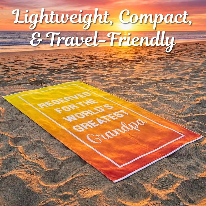 Ethisa Grandpa Beach Towel - Best Ever Summer Gift for New Grandfathers - Travel Friendly Birthday Present from Granddaughter or Grandson - Fathers Day Pool Accessory - Large 60x30 Quick Dry - Image 5
